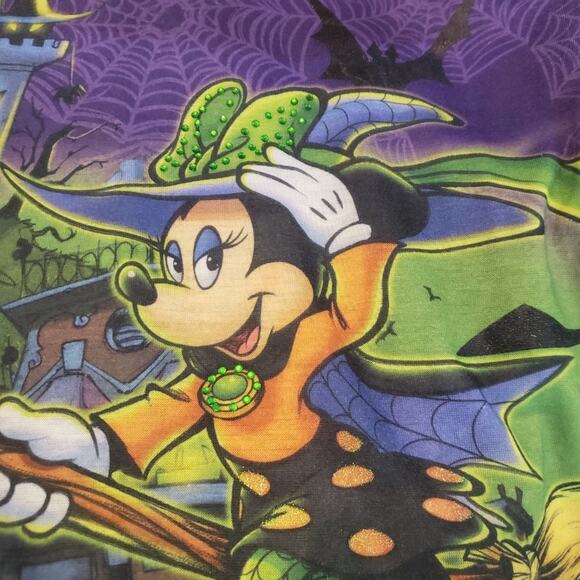 Disney Halloween T-Shirt Women S Minnie Mouse Embellished Burnout Allover Print - Picture 10 of 10